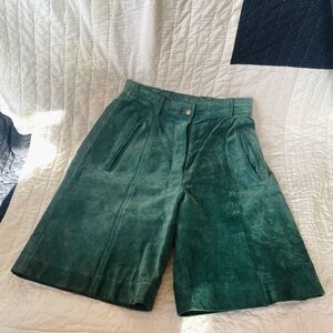 Emerald green suede shorts